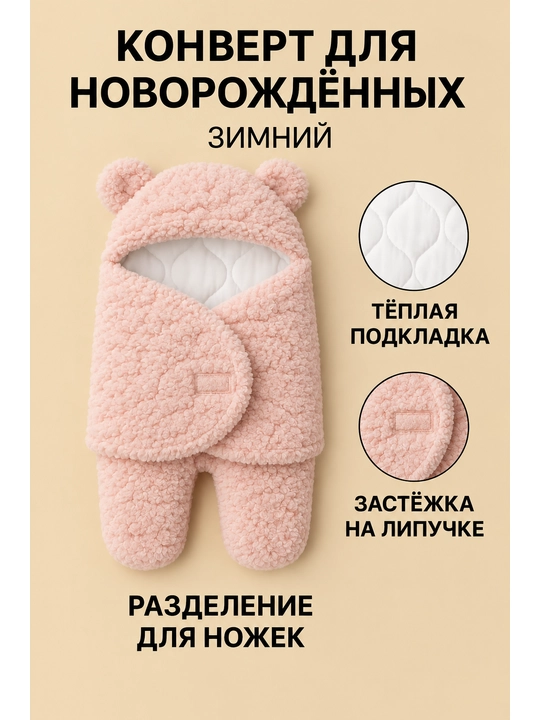 Конверт для новорождённого, тёплый, двойное утепление, защита от холода - 