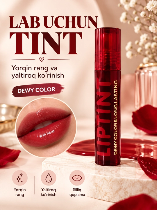 Lab uchun yaltiroq effektli va yorqin qizil rang beruvchi tint - 