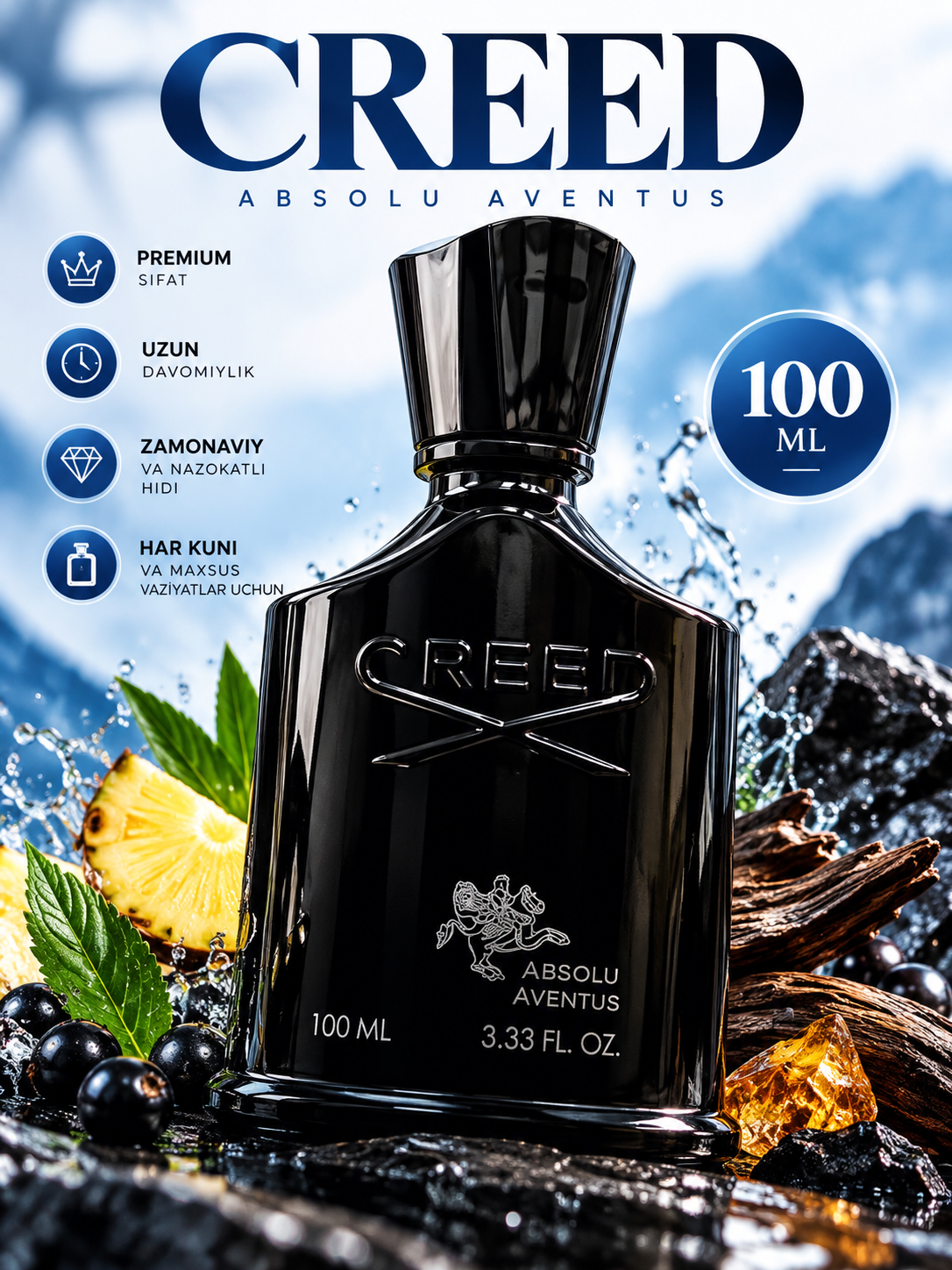 Creed Aventus 100 мл — мужской парфюм, мужские духи, парфюмированная вода для мужчин - 