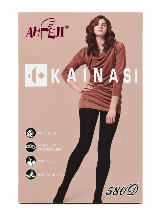 Женские теплые колготки AHFUJI KAINASI, 580D, черные, эластичные, No.862 - 