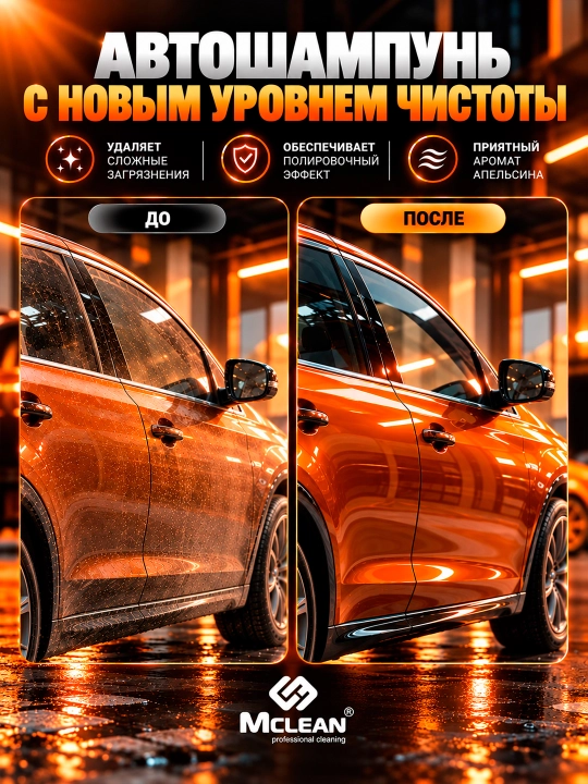 Автошампунь Mclean car shampoo для мойки кузова с пеной, 1000 мл