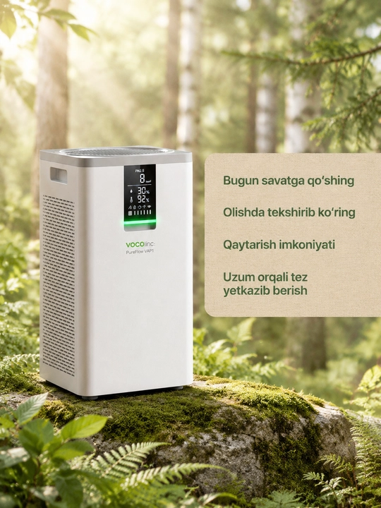 VOCOlinc PureFlow VAP1 aqlli havo tozalagich, HEPA H13, uy va ofis uchun