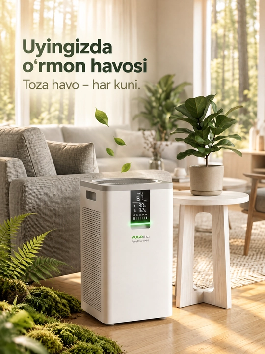 VOCOlinc PureFlow VAP1 aqlli havo tozalagich, HEPA H13, uy va ofis uchun