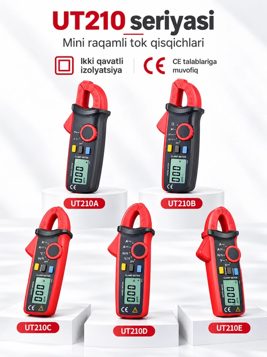 UNI-T UT210E mini tok qisqichi, 100 A AC/DC, True RMS, VFC, 17 mm