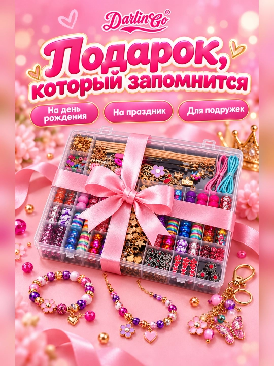 Набор для создания браслетов и брелков, из бус и бисера