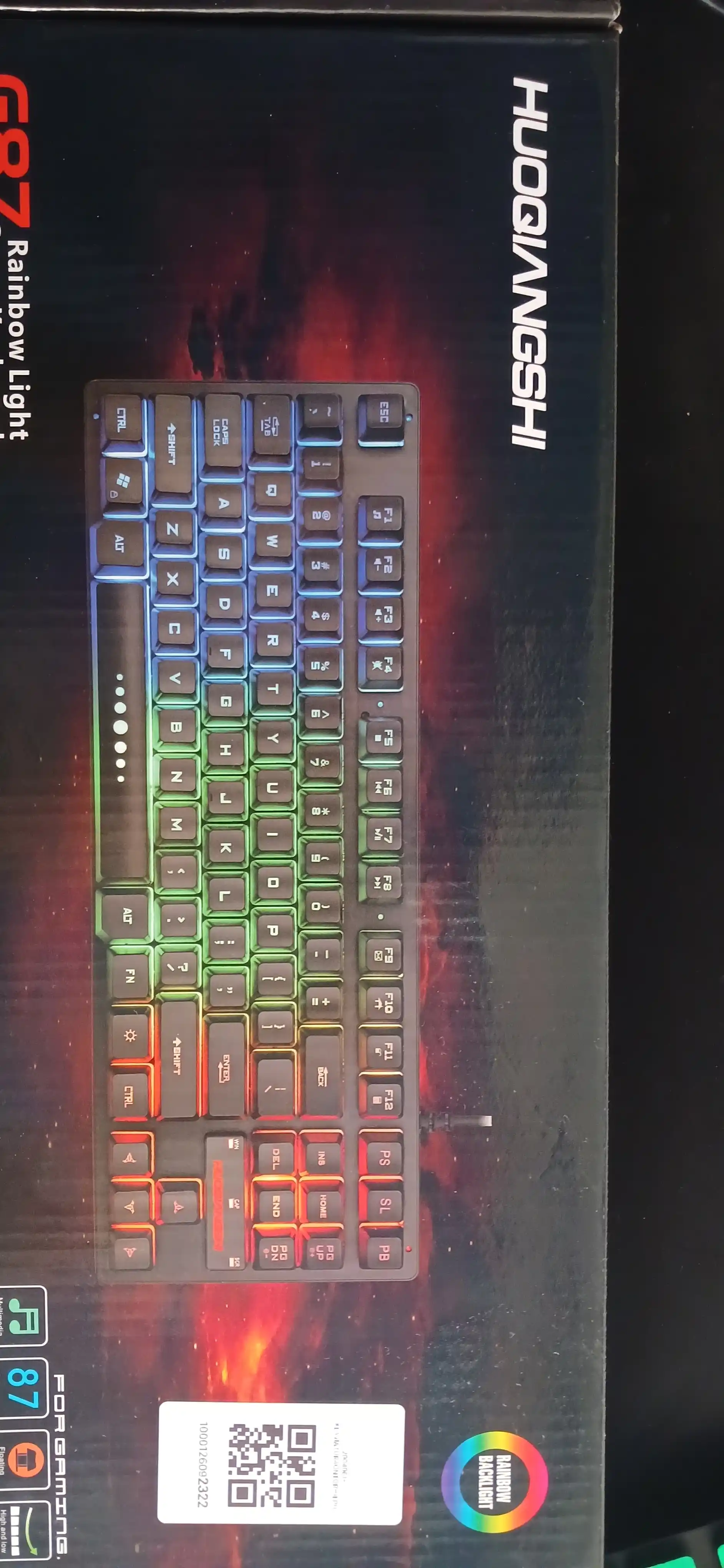O‘yinchilar va kompyuter uchun simli RGB LED o‘yin klaviaturasi