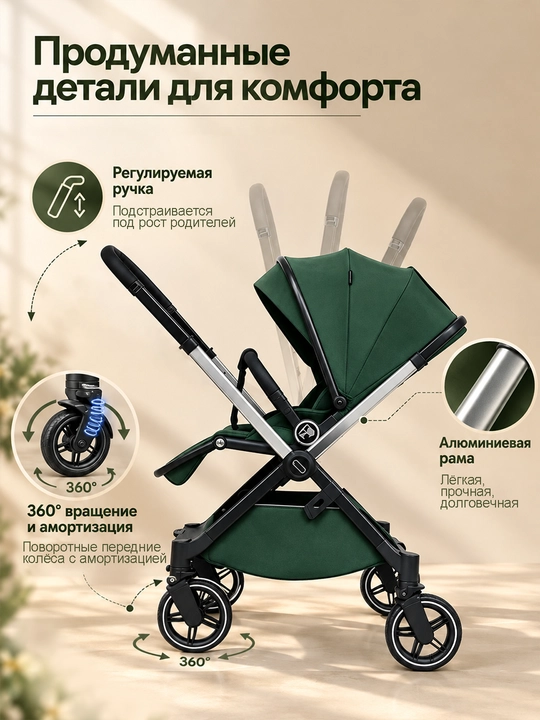 Детская коляска 2 в 1, высокая, с амортизацией, складная