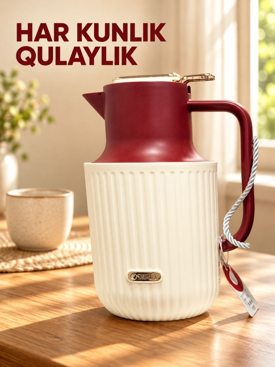Termos kolbali, raqamli harorat ko‘rsatkichli va tutqichli, 1.5 l