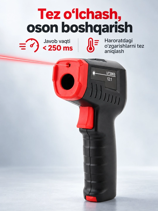 UNI-T UT306S infraqizil termometr, −50…500 °C, lazerli nishon, 12:1