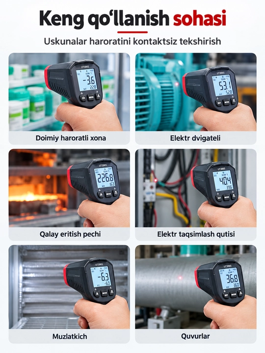 UNI-T UT306S infraqizil termometr, −50…500 °C, lazerli nishon, 12:1