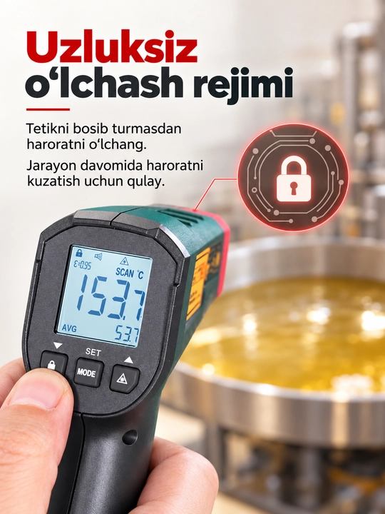 UNI-T UT306S infraqizil termometr, −50…500 °C, lazerli nishon, 12:1