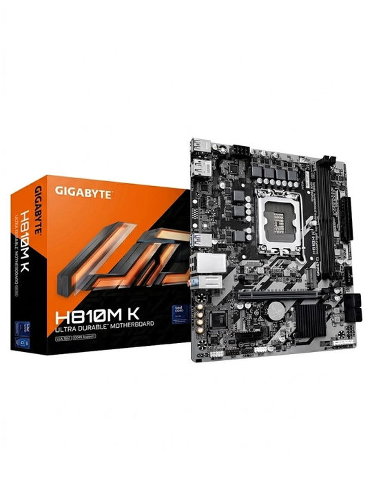 Ona plata GIGABYTE H810M K, LGA 1851, DDR5, PCIe 4.0, M.2 NVMe, mATX, kompyuter uchun - 