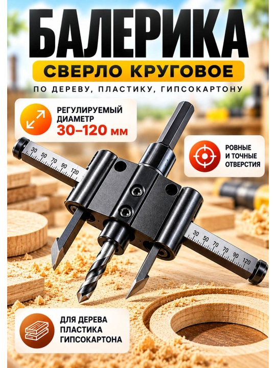Балеринка для дрели и болгарки, регулируемый круговой резак - 