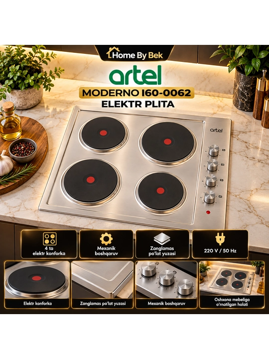 Artel Moderno I60-0062 - zamonaviy o‘rnatiladigan elektr pishirish paneli - 