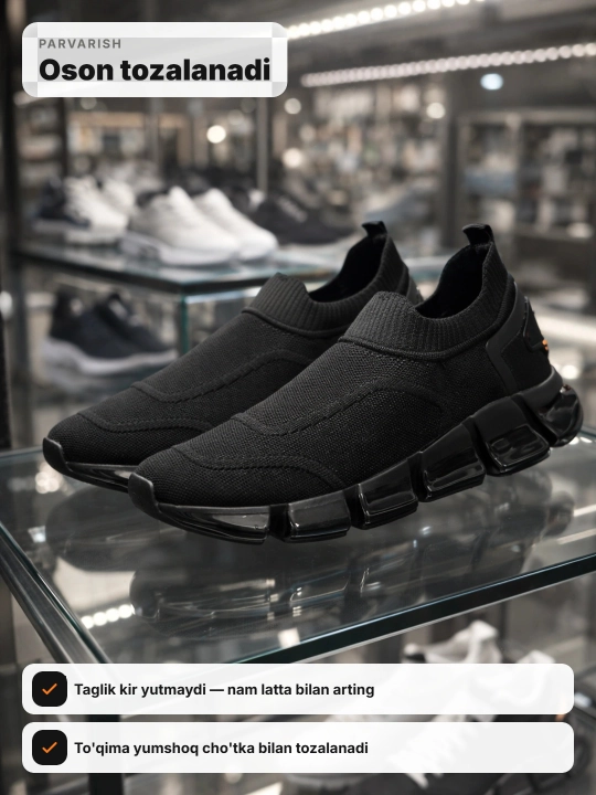 Erkaklar krossovkasi Tods bog'ichsiz, yengil, slip-on, 40-45 (1 razmer katta oling)