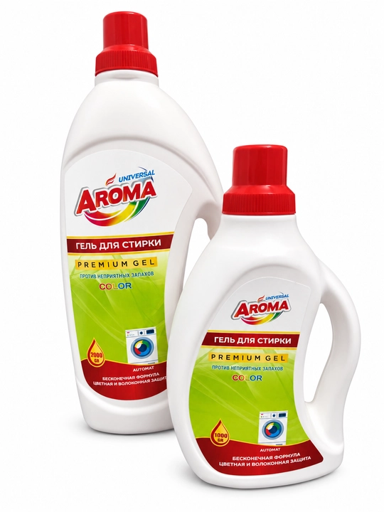 Гель для стирки AROMA Premium Color, для цветного белья, против запахов, 1000/2000 г - 