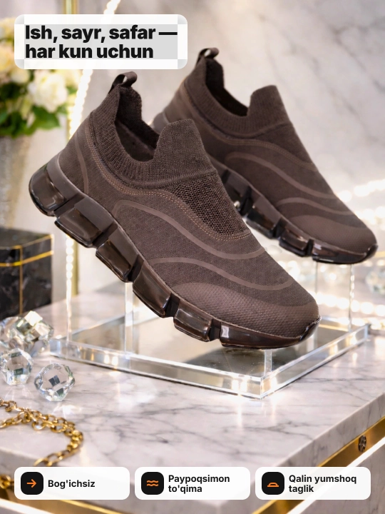 Erkaklar krossovkasi Tods bog'ichsiz, yengil, slip-on, 40-45 (1 razmer katta oling)