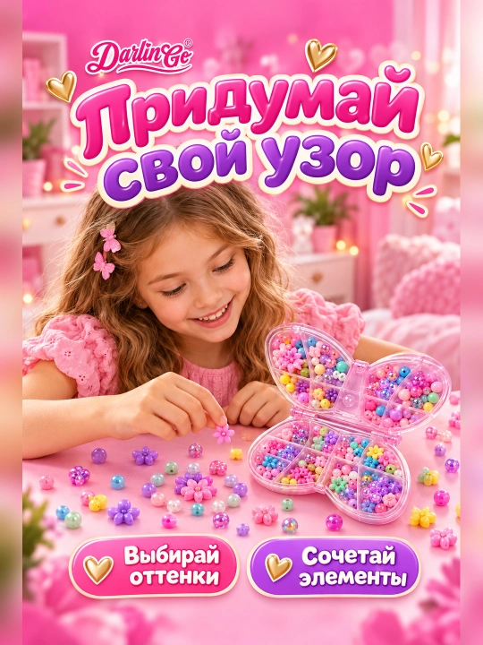 Набор бусин для создания украшений в коробке-бабочке DIY