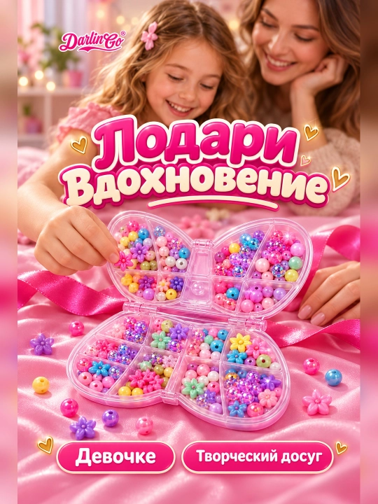Набор бусин для создания украшений в коробке-бабочке DIY