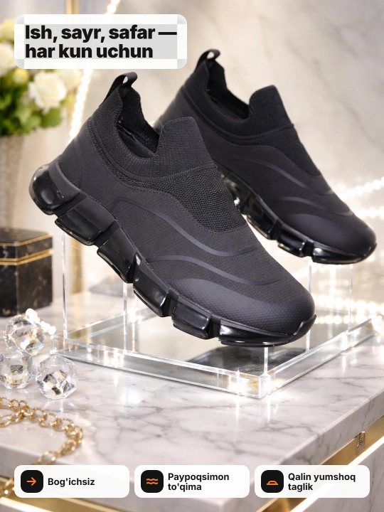 Erkaklar krossovkasi Tods bog'ichsiz, yengil, slip-on, 40-45 (1 razmer katta oling)