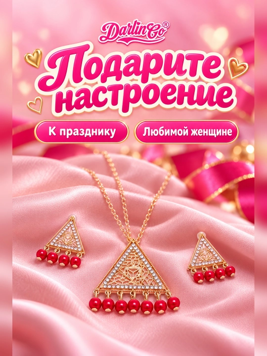 Комплект украшений женский кулон и серьги в восточном стиле