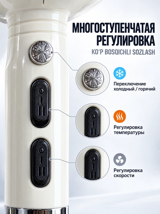 SOKANY SK-14005 professional soch quritgich, 2000Vt, issiq va sovuq havo, 3 ta nozul
