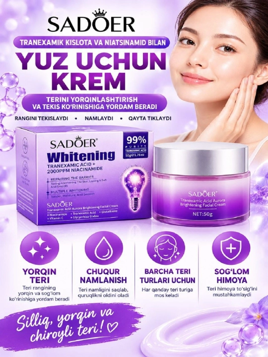 Yuz uchun krem namlantiruvchi va parvarishlovchi krem SADOER