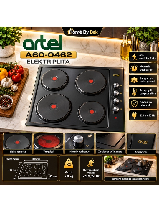 Artel Moderno I60-0062 - zamonaviy o‘rnatiladigan elektr pishirish paneli - 