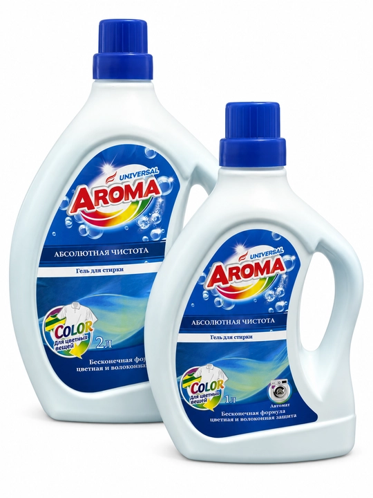 Гель для стирки AROMA Universal Color, для цветного белья, автомат, 1000 мл / 2000 мл - 