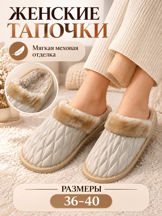 Женские домашние тапочки, мягкие, тёплые, зимние, для подарков, MEGEN - 