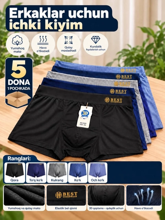 Erkaklar trusigi qulay va yumshoq 7XL-100kg  6XL-80-100kg - 
