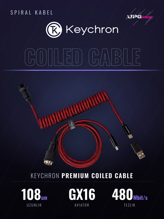 Keychron Type-A/Type-C o‘ralgan kabeli