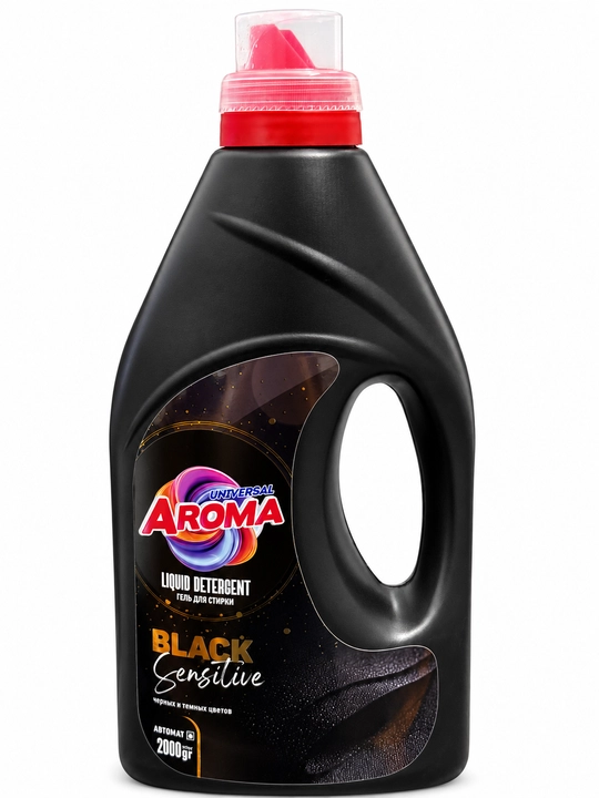 Гель для стирки AROMA Black Sensitive, для чёрной и тёмной одежды, 1000/2000 г