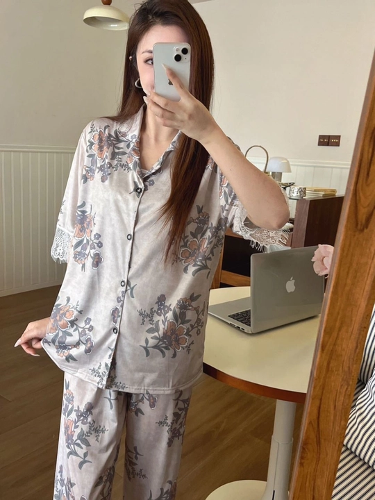 Ayollar uchun 4 tasi 1 da pijama, shim + ko‘ylak + shorti + mayka to‘plami, uyqu va dam olish uchun uy kiyimi