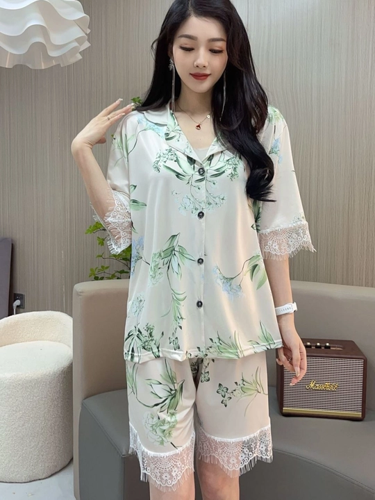 Ayollar uchun 4 tasi 1 da pijama, shim + ko‘ylak + shorti + mayka to‘plami, uyqu va dam olish uchun uy kiyimi