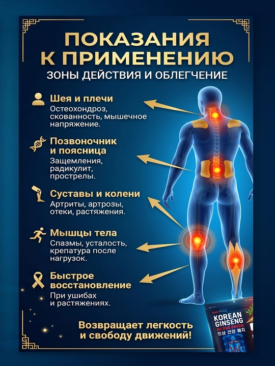 KOREAN GINSENG ACTIVE PATCH neoNea jenshen ekstraktli og'riq qoldiruvchi Koreya plastiri