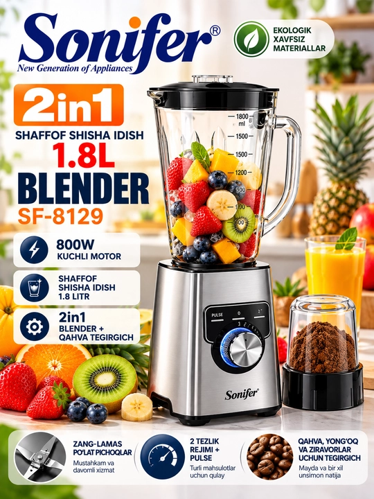 Супер блендер Sonifer SF-8097, 2 в 1 - 