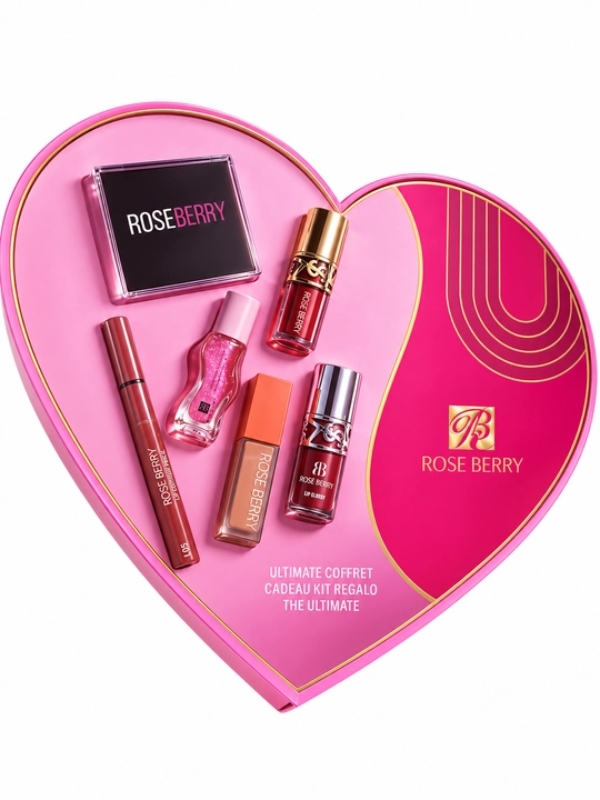 Набор косметики Rose Berry 6 в 1, помады и блески для губ, подарочный набор в форме сердца