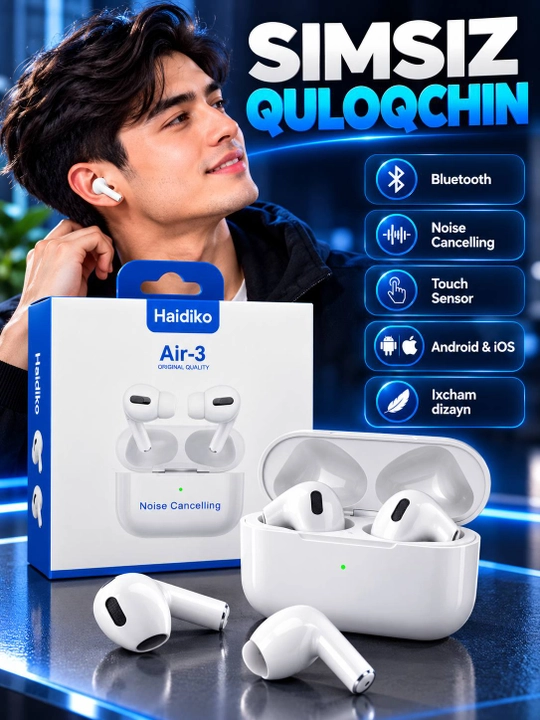 Simsiz quloqchin bluetooth naushnik airpods pro2 air pods pro3 telefon musiqa mikrofon