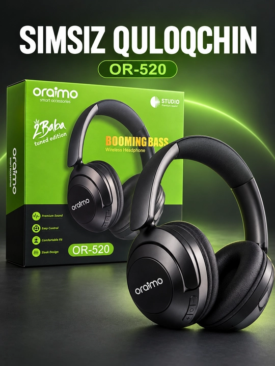 Oraimo TURE R-30 RGB yoritkichli stereo quloqchin, qora
