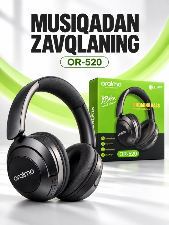 Oraimo TURE R-30 RGB yoritkichli stereo quloqchin, qora
