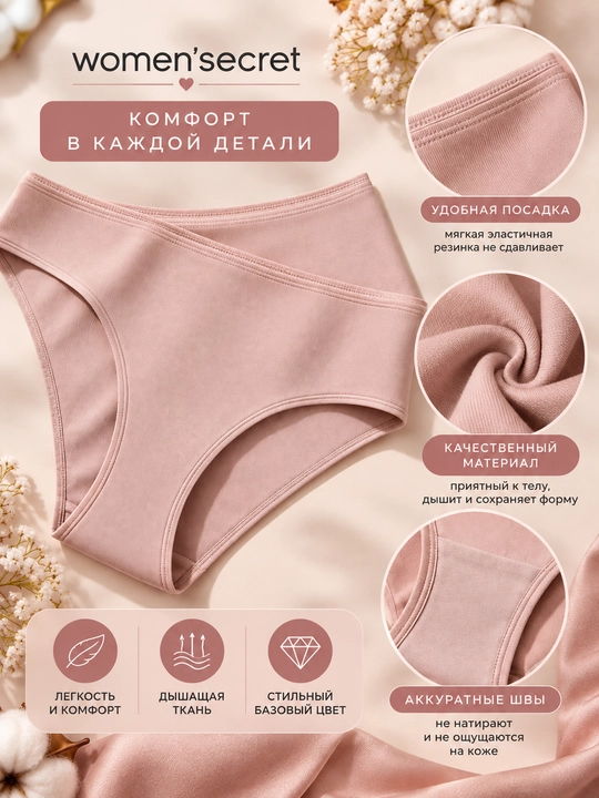 Women’secret ayollar uchun pushti rangli klassik ichki trusik