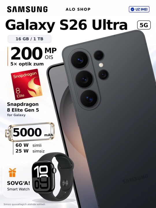 Smartfon Samsung Galaxy S26 Ultra 6,9" QHD+ AMOLED 120Hz 200MP 5000mAh 5G Snapdragon Elite - 