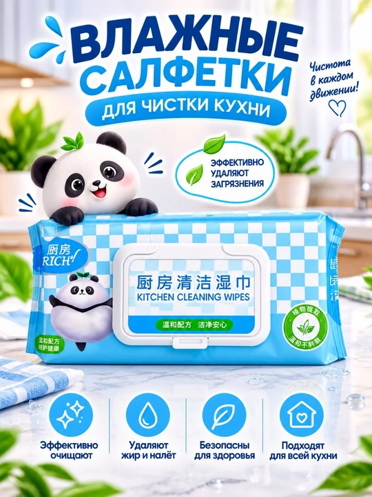 CARICH очищающие, влажные салфетки для кухни - 