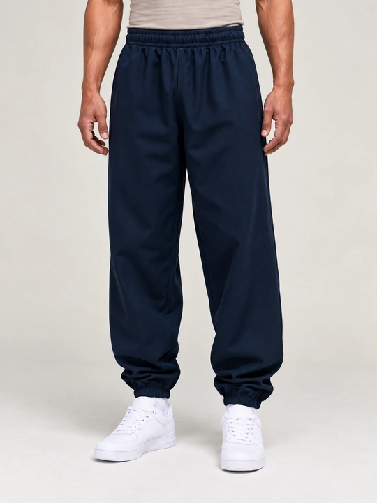 Erkaklar uchun sport shim, jogger, keng bichimli, rezinkali, qora - 