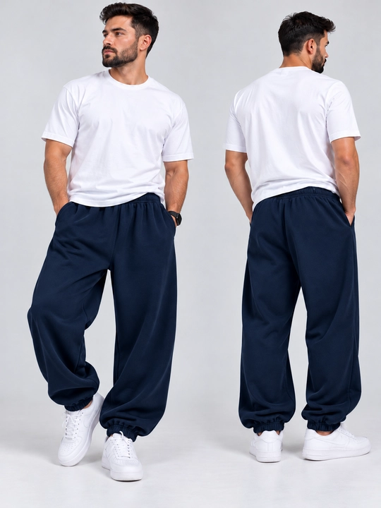Erkaklar uchun sport shim, jogger, keng bichimli, rezinkali, qora