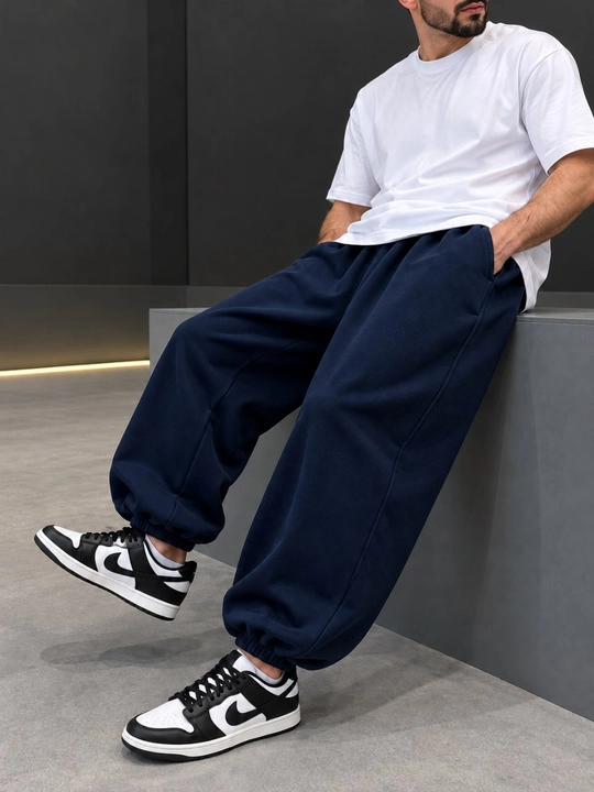 Erkaklar uchun sport shim, jogger, keng bichimli, rezinkali, qora