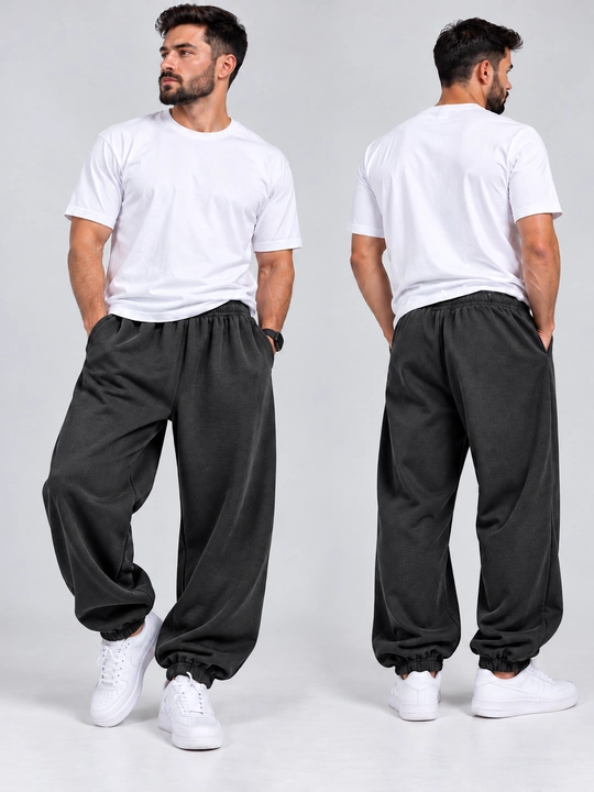 Erkaklar uchun sport shim, jogger, keng bichimli, rezinkali, qora