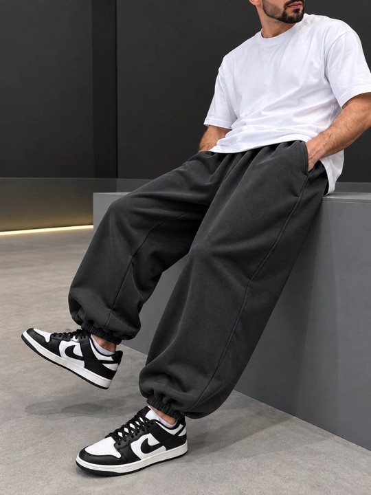 Erkaklar uchun sport shim, jogger, keng bichimli, rezinkali, qora