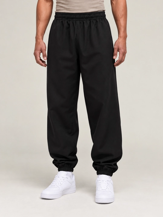 Erkaklar uchun sport shim, jogger, keng bichimli, rezinkali, qora - 